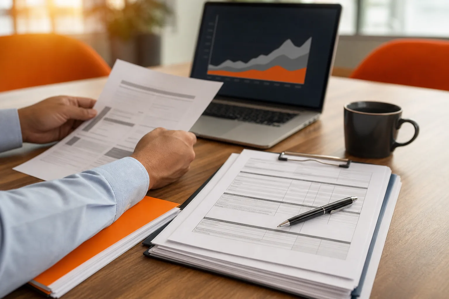 business owner reviewing IUL premiums taxes and buy-sell transfer documents.