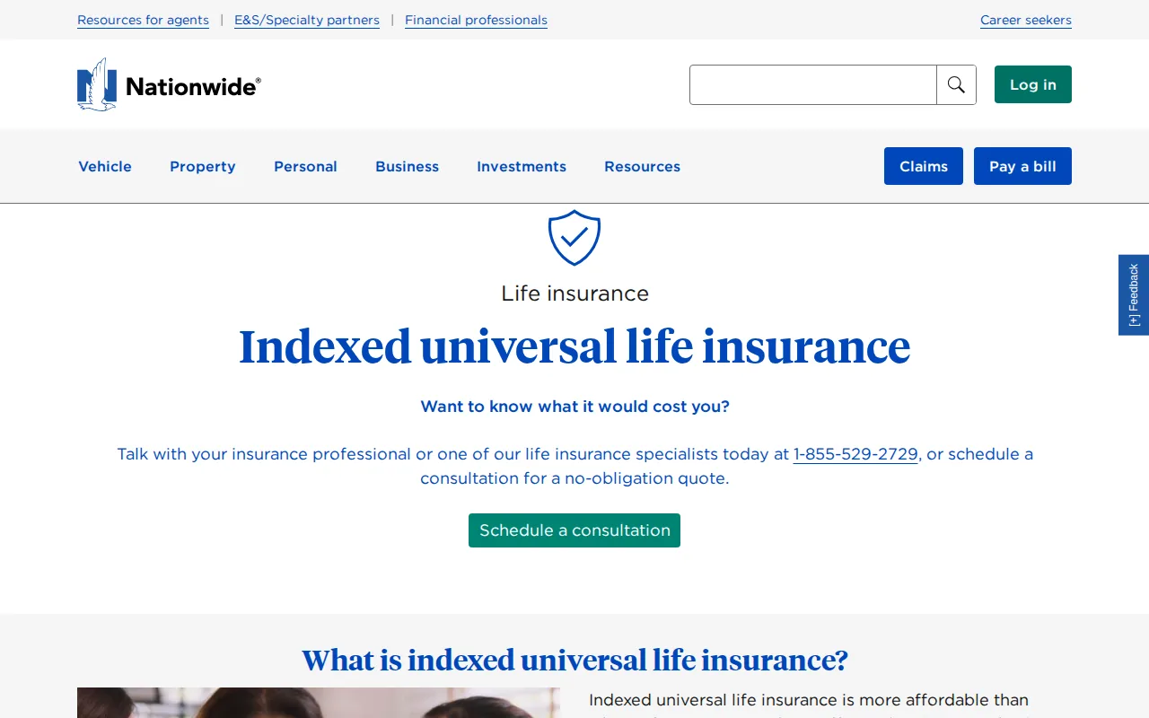 Screenshot of the Nationwide website