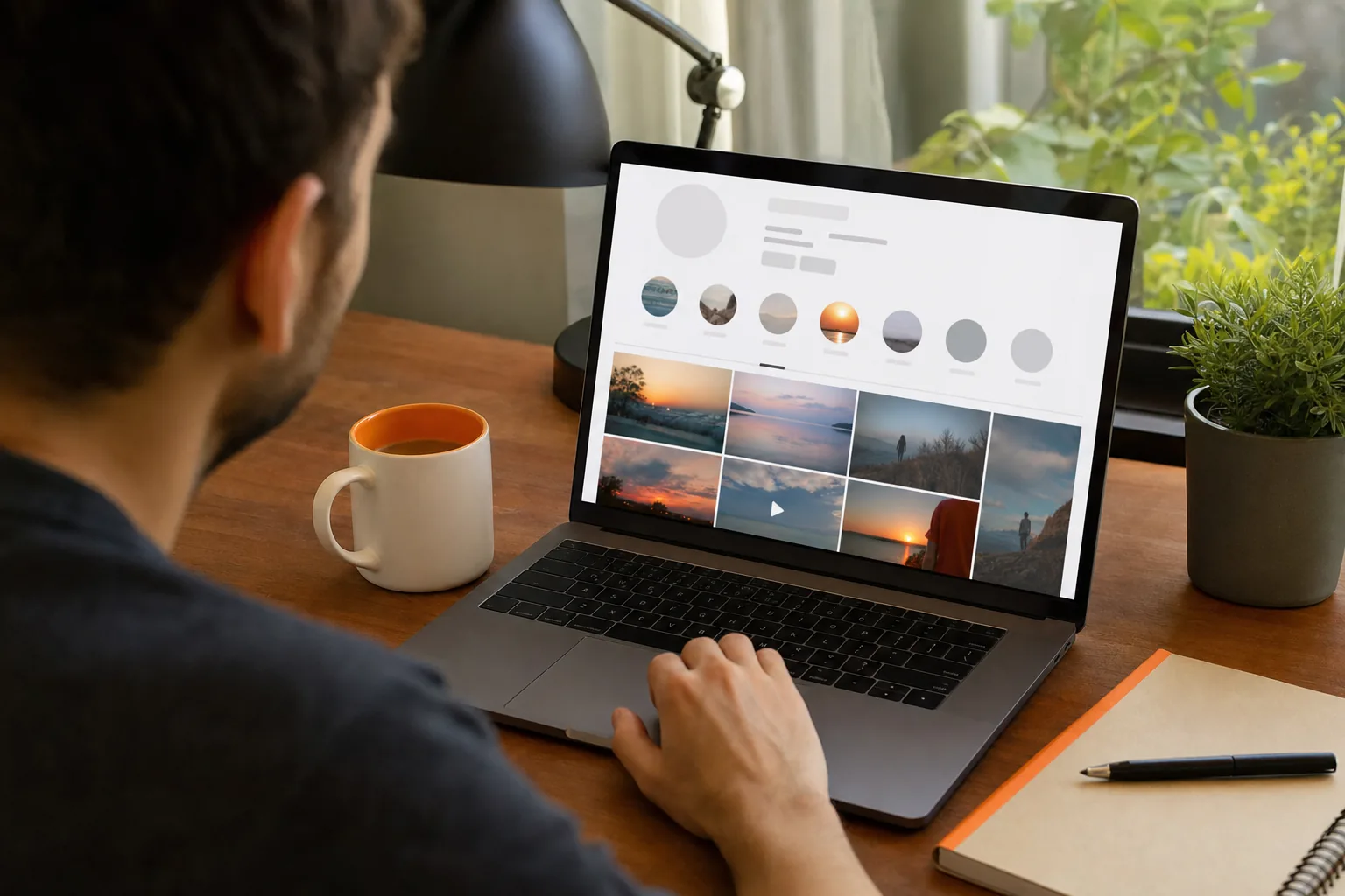 Browser-based Instagram Highlight downloader showing public photos and videos.