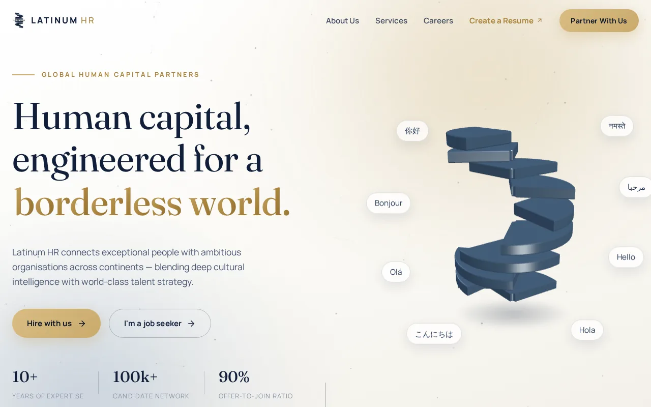 Screenshot of the Latinum HR website
