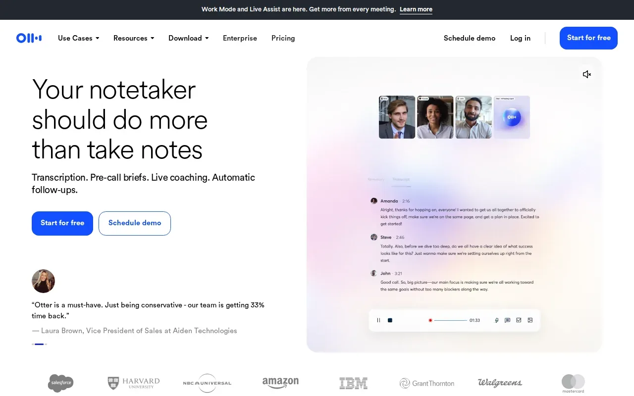 Screenshot of the Otter.ai website