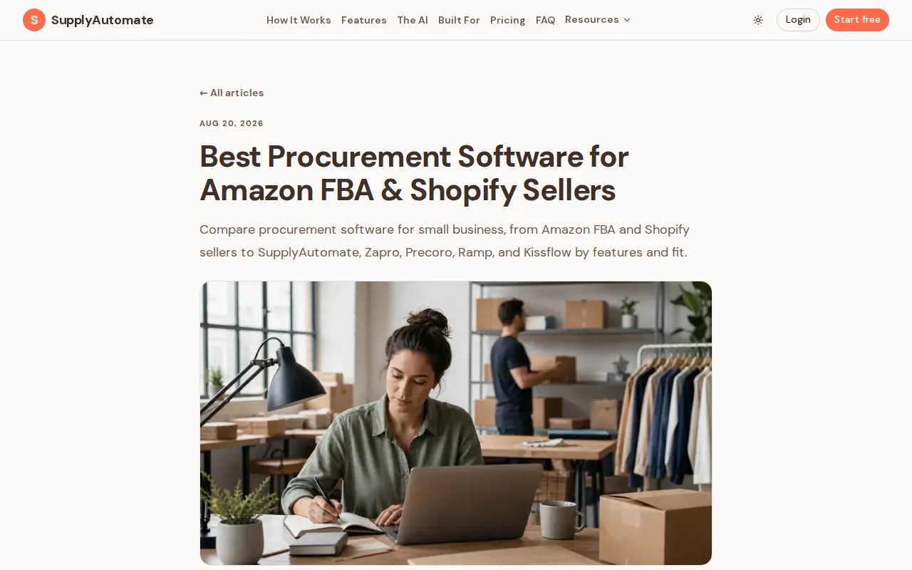 Screenshot of the SupplyAutomate website