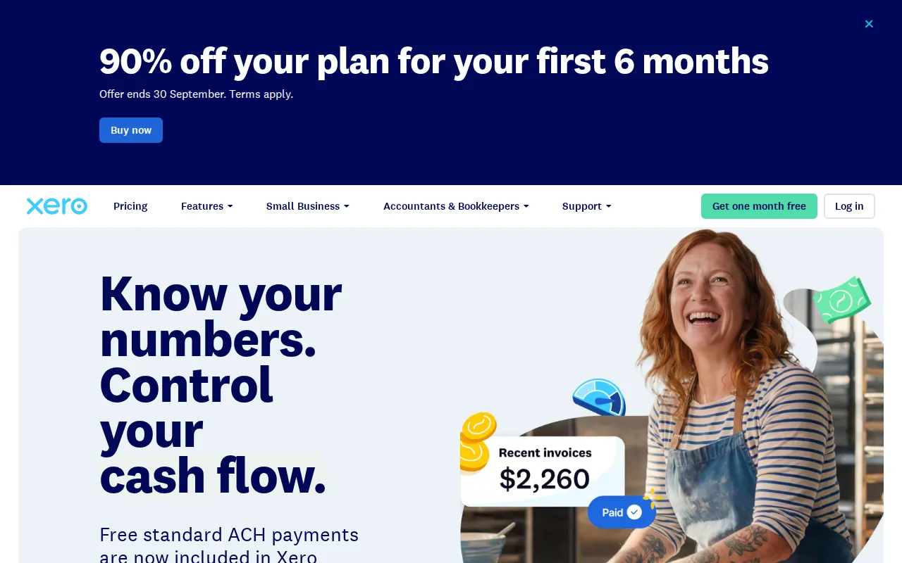 Screenshot of the Xero website