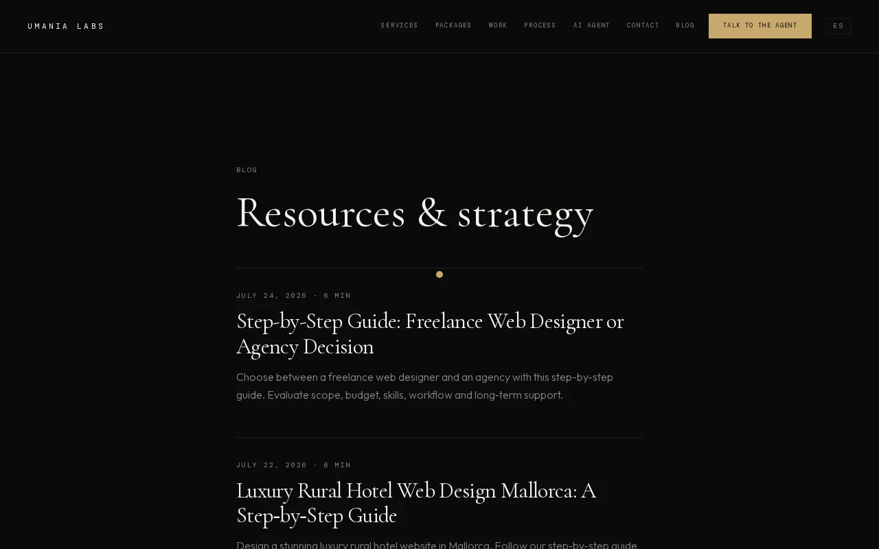 Umania Labs: visual reference for 1. Umania Labs (Our Top Pick) — Premium cinematic web design for luxury brands