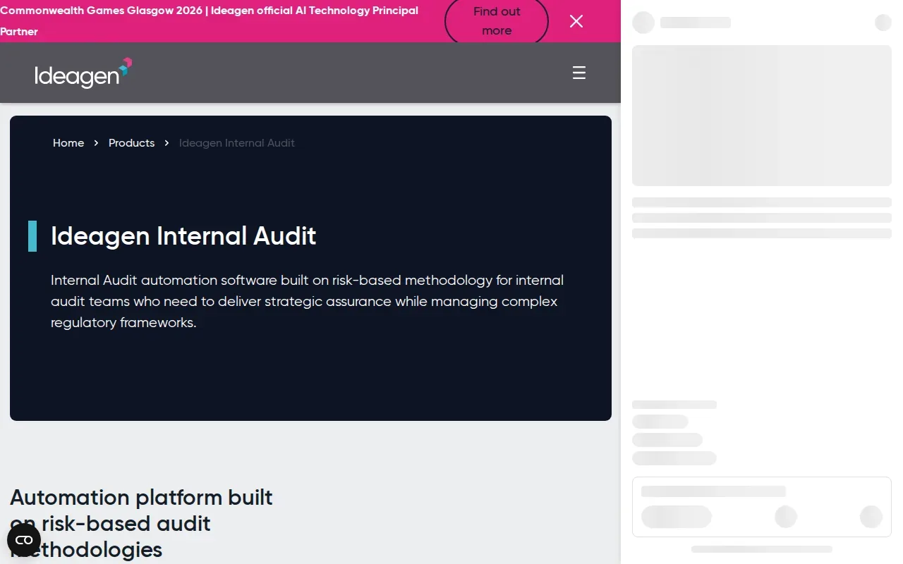 Screenshot of the Ideagen Internal Audit website