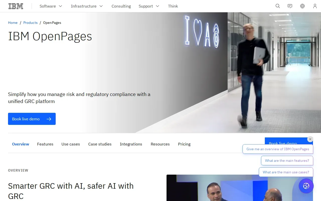 Screenshot of the IBM OpenPages website