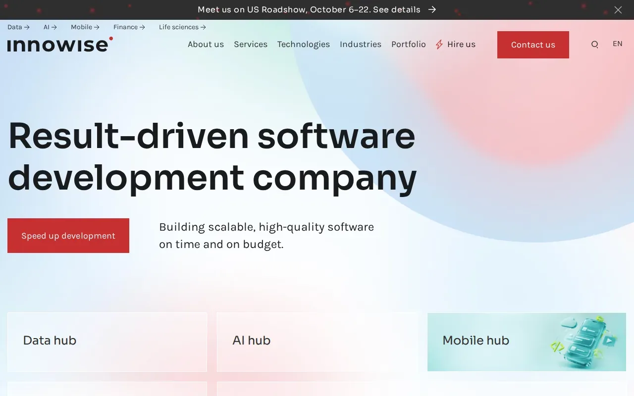 Screenshot of the Innowise website