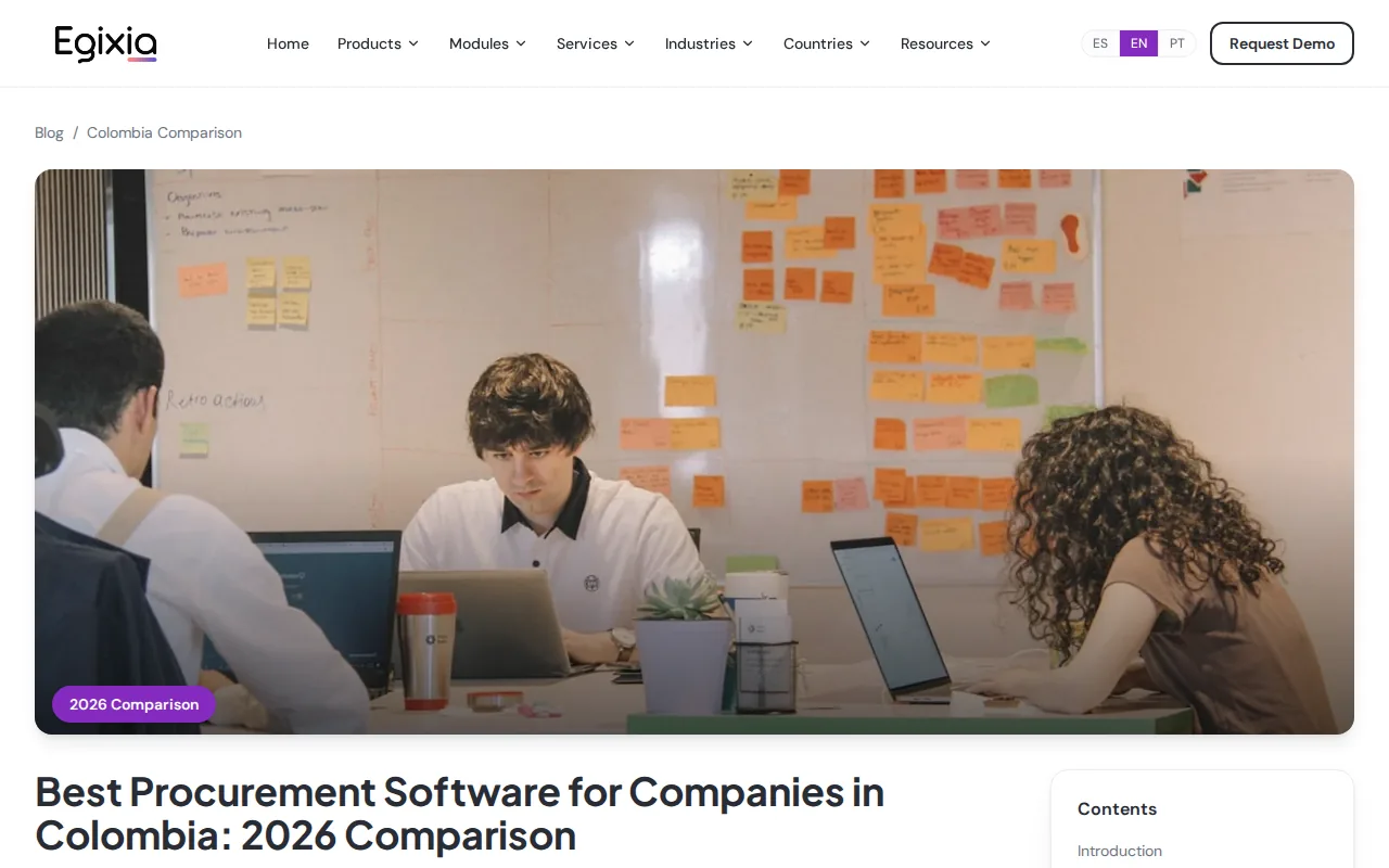 Screenshot of the Egixia: Native ERP integration and localized compliance website