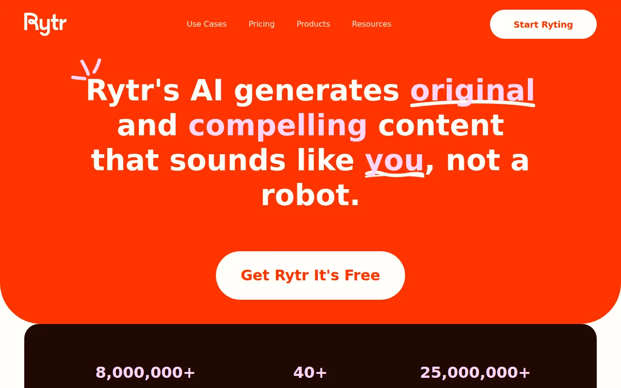 Rytr: visual reference for 4. Rytr — Affordable AI Writer with Rich Templates