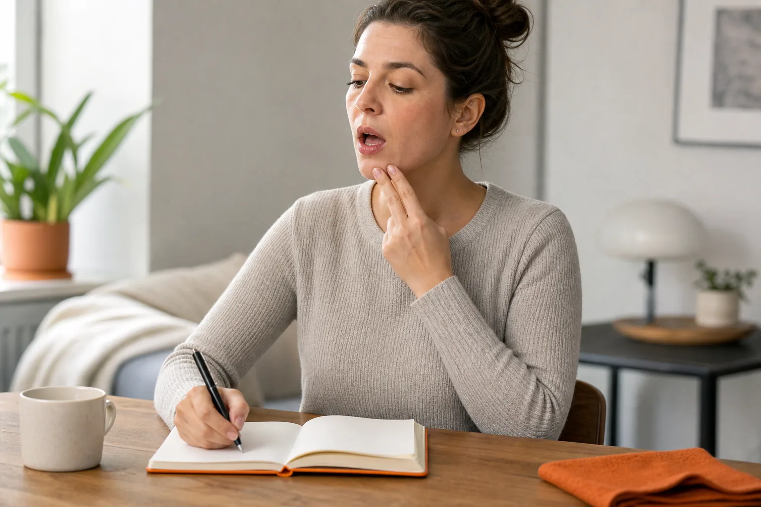 Tracking a comfortable jaw exercise routine and symptoms at home.