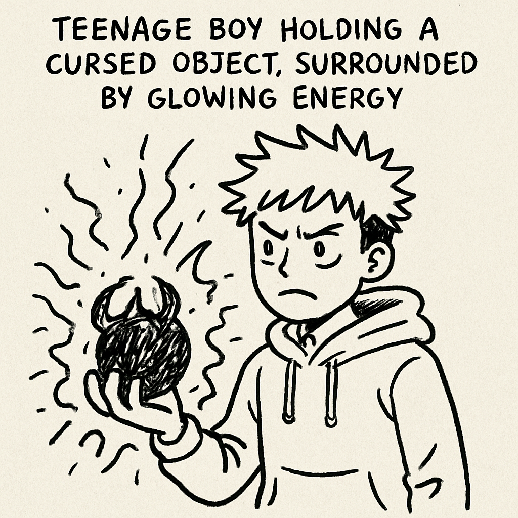 A teenage boy holding a cursed object, surrounded by glowing energy. Alt: Jujutsu Kaisen Season 1 watch guide