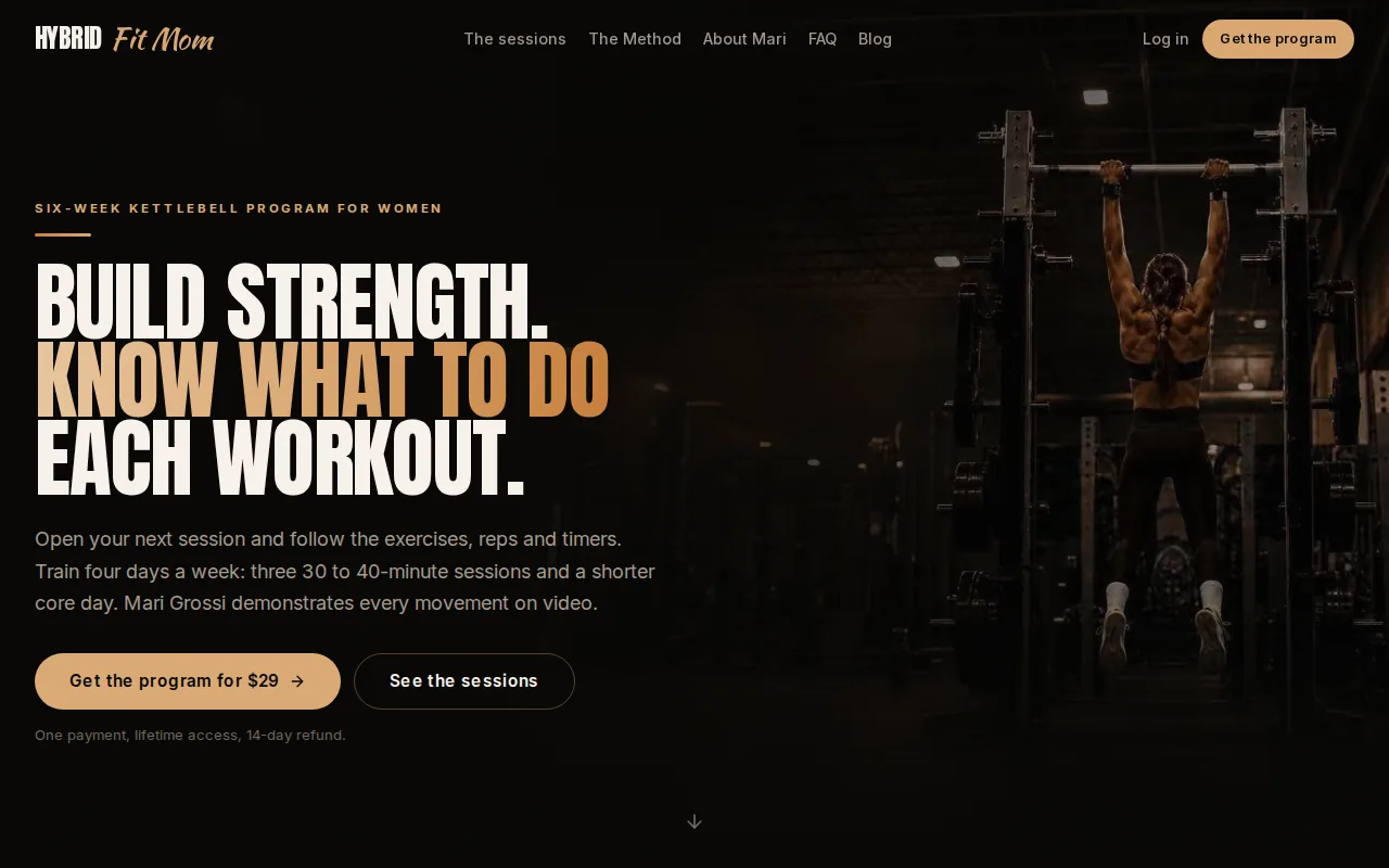 Screenshot of the ABC Kettlebell Program website