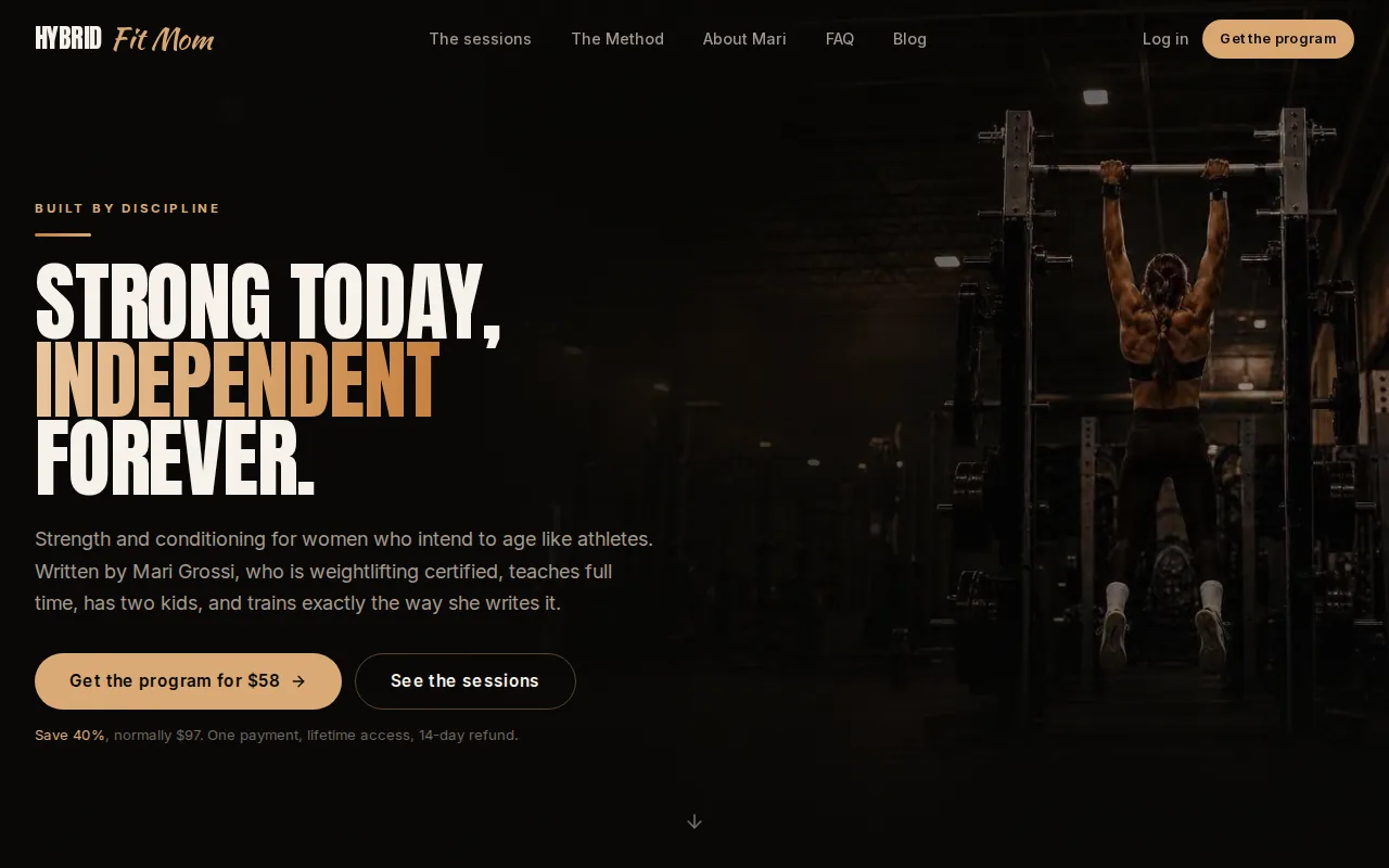 Screenshot of the Hybrid Fit Mom website