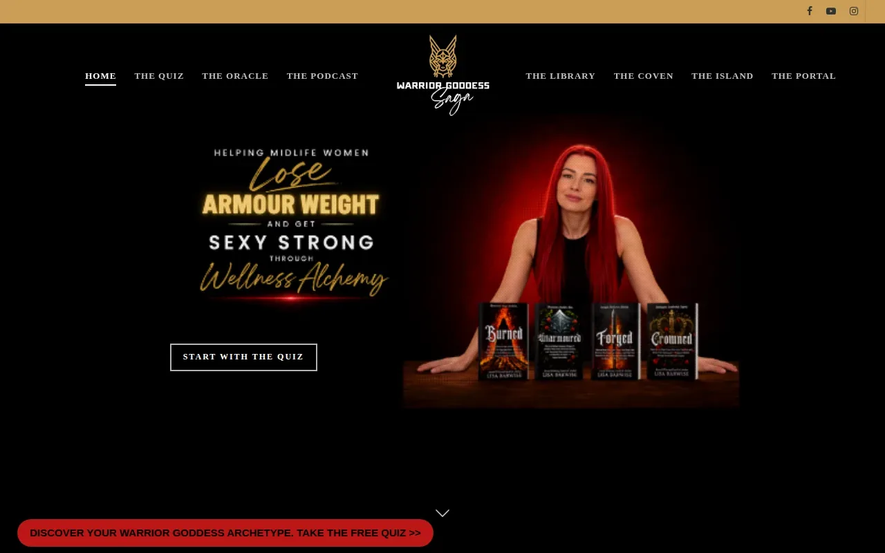 Screenshot of the The Warrior Goddess Saga website