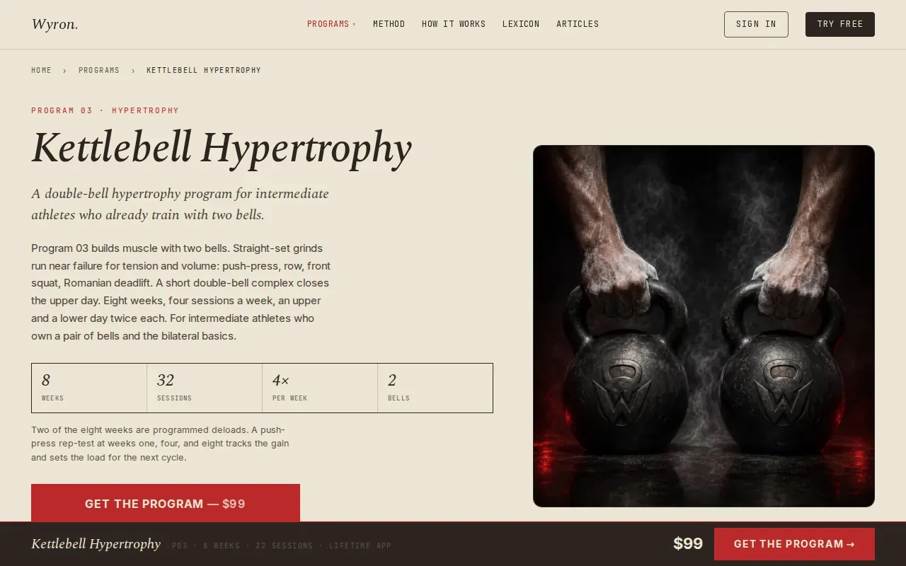 Screenshot of the Hypertrophy by Wyron Bell website