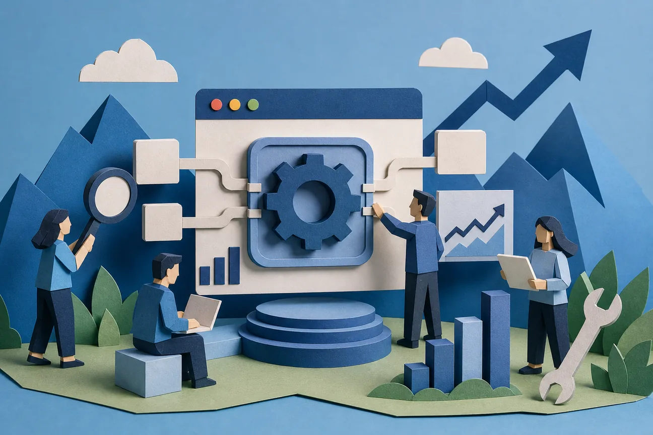Papercraft illustration of Best Keyword Rank API Tools for SEO Teams