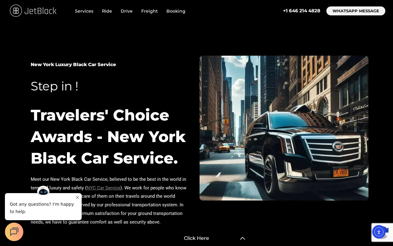 Screenshot of the JetBlack Transportation website