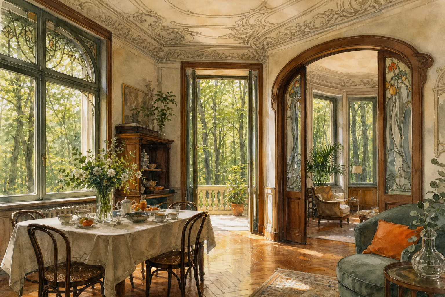 Art Nouveau interiors at a Lake Como boutique villa
