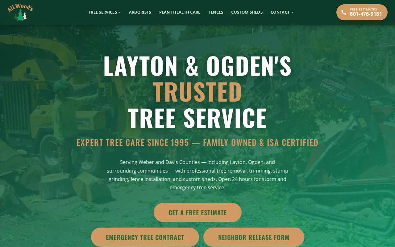 Best Large Tree Removal Near Me in Northern Utah 1 All Wood's Tree Service: visual reference for 1. All Wood's Tree Service, Inc. (Our Top Pick)