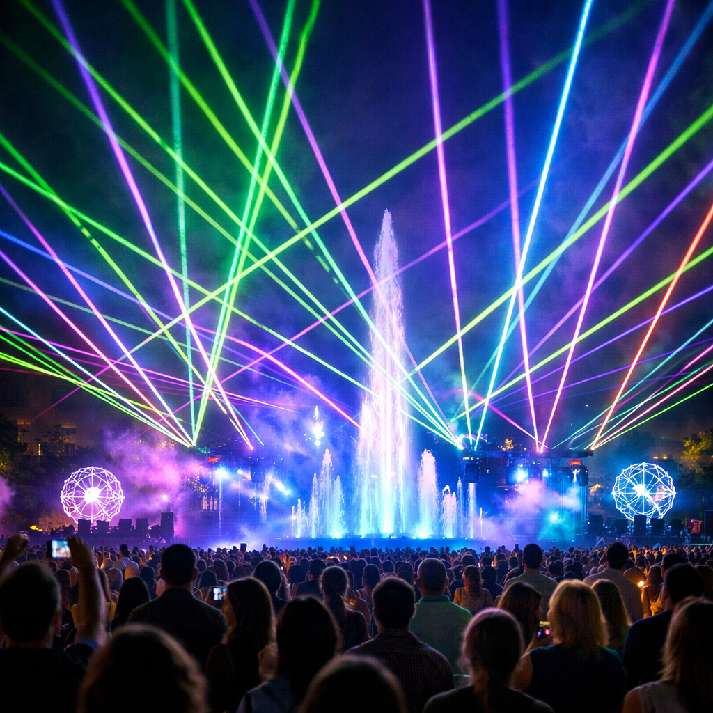 A photorealistic image related to laser-show-near-me. Alt: laser-show-near-me