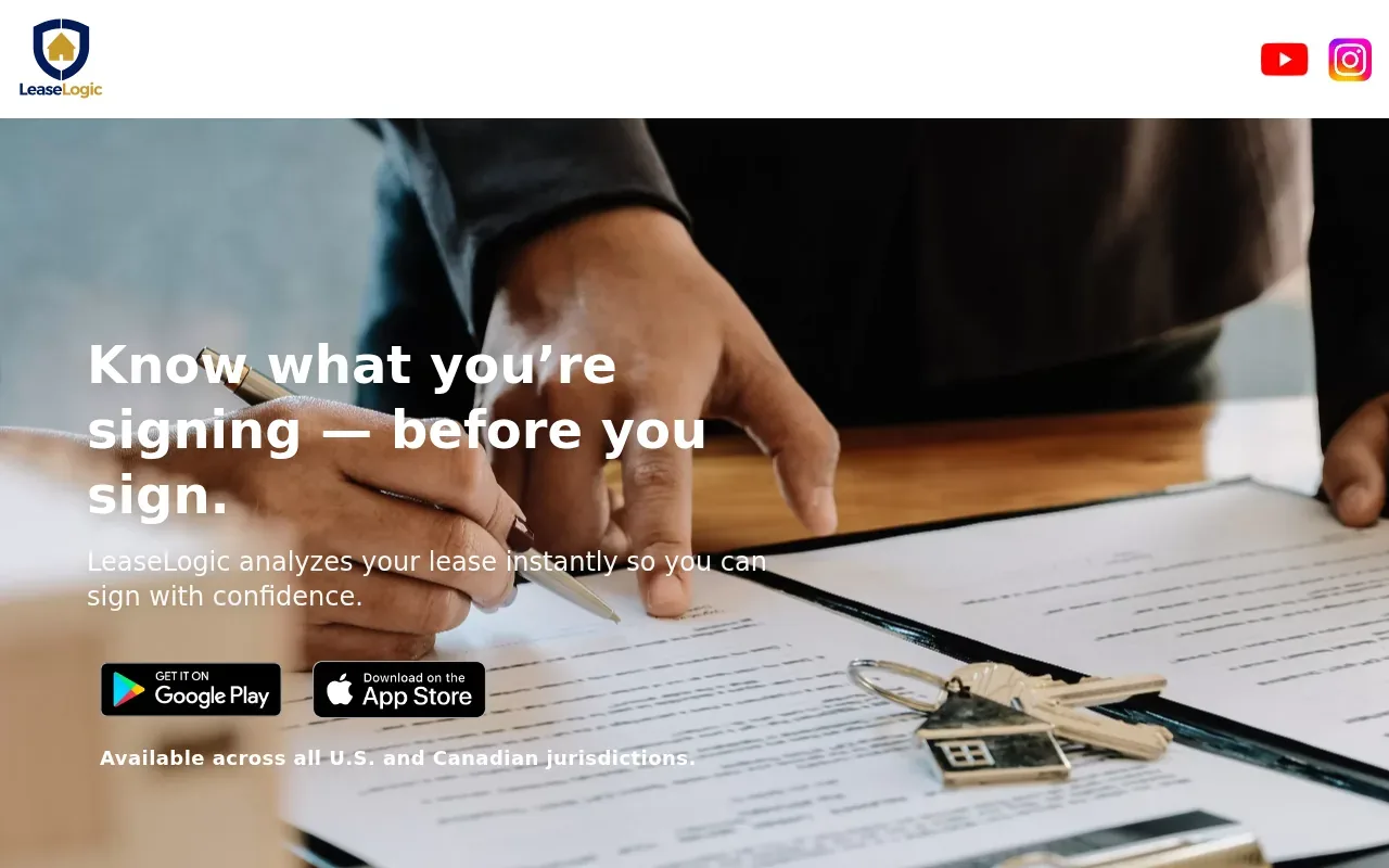 Screenshot of the LeaseLogic website