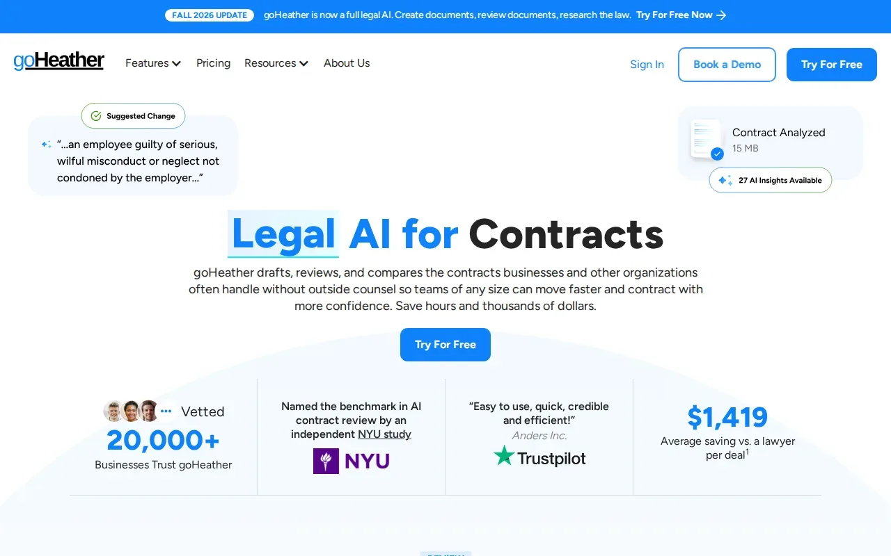 Screenshot of the goHeather website