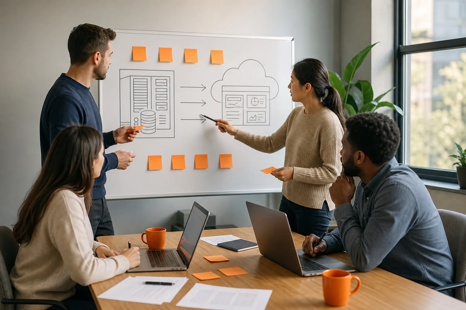 Business team defining legacy system integration goals