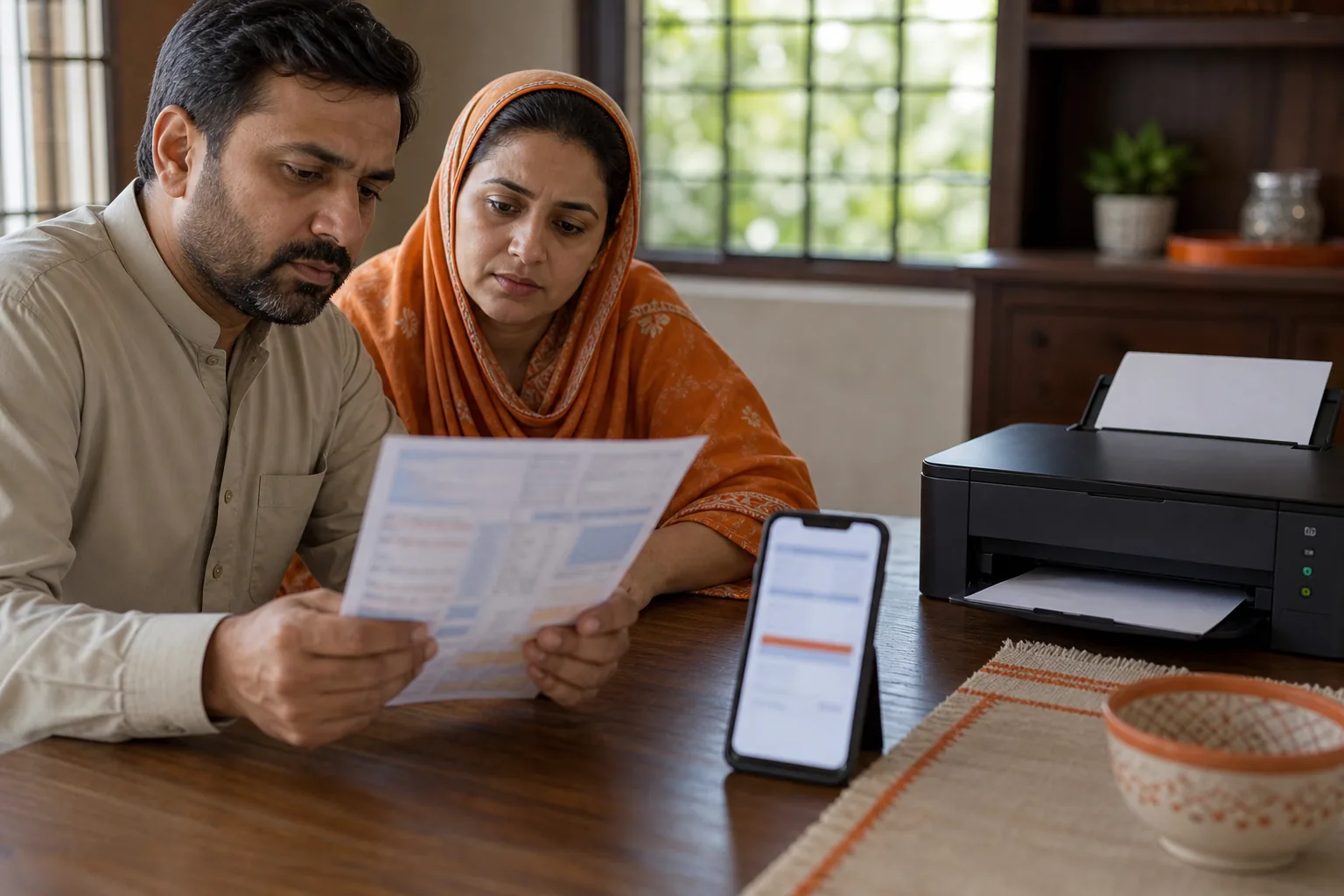 Checking and printing a LESCO electricity bill at home in Pakistan.