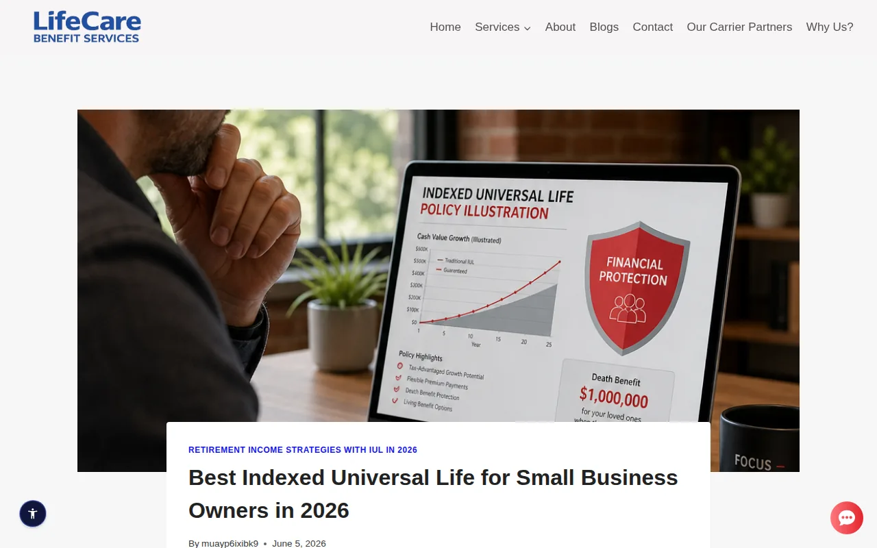 Screenshot of the Indexed Universal Life website
