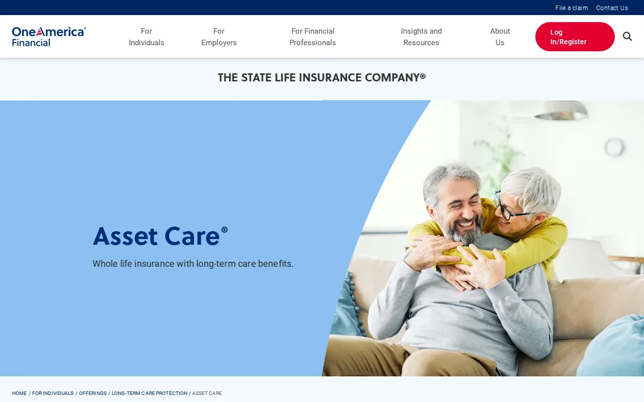 Screenshot of the Asset‑Care by OneAmerica website
