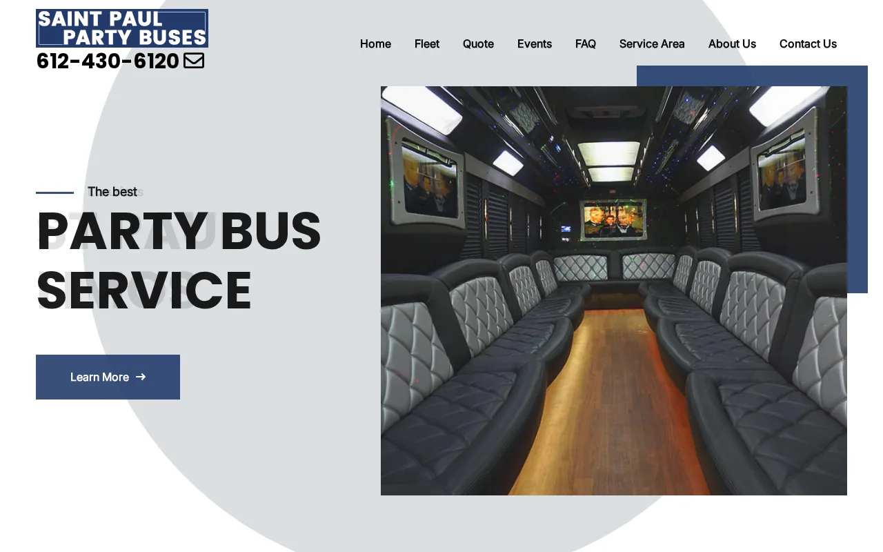 Screenshot of the St Paul Party Bus website