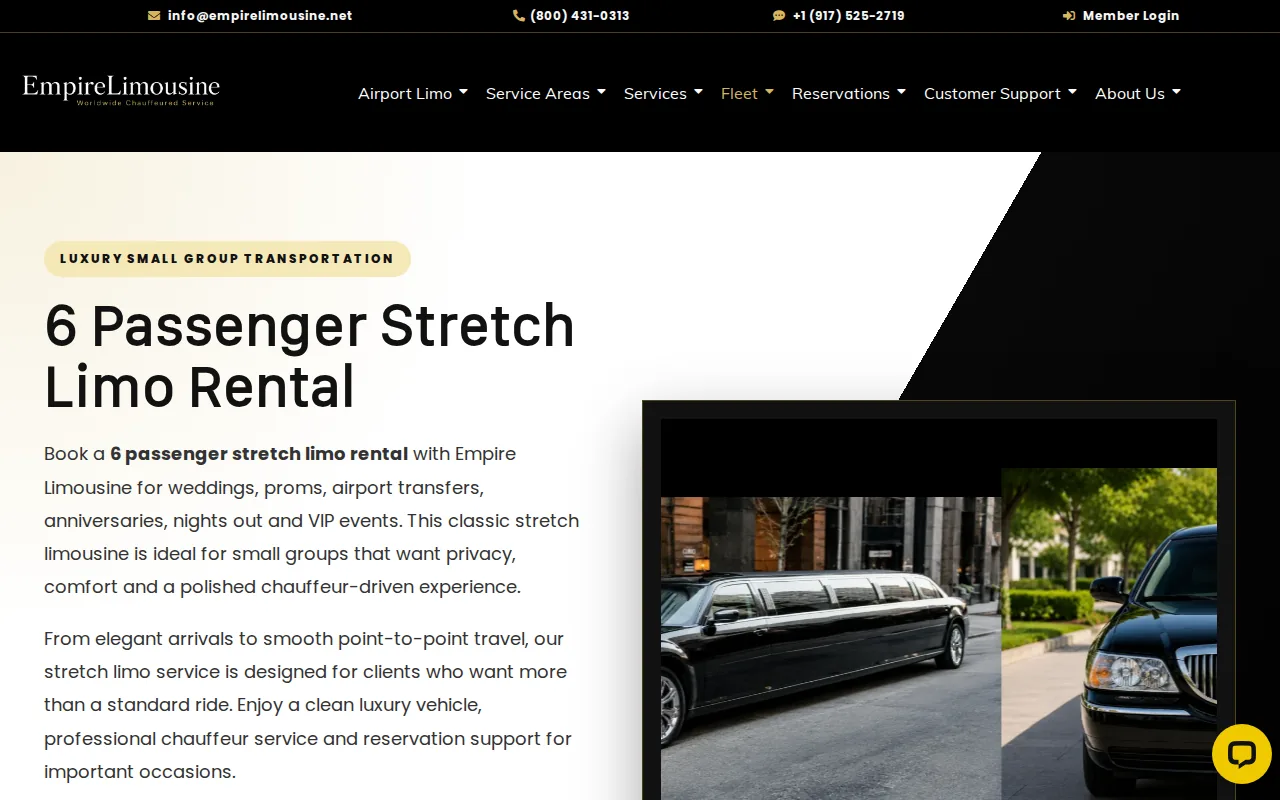 Screenshot of the Empire Limousine website