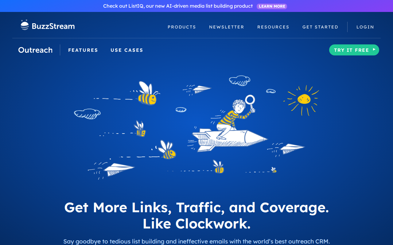 BuzzStream homepage screenshot