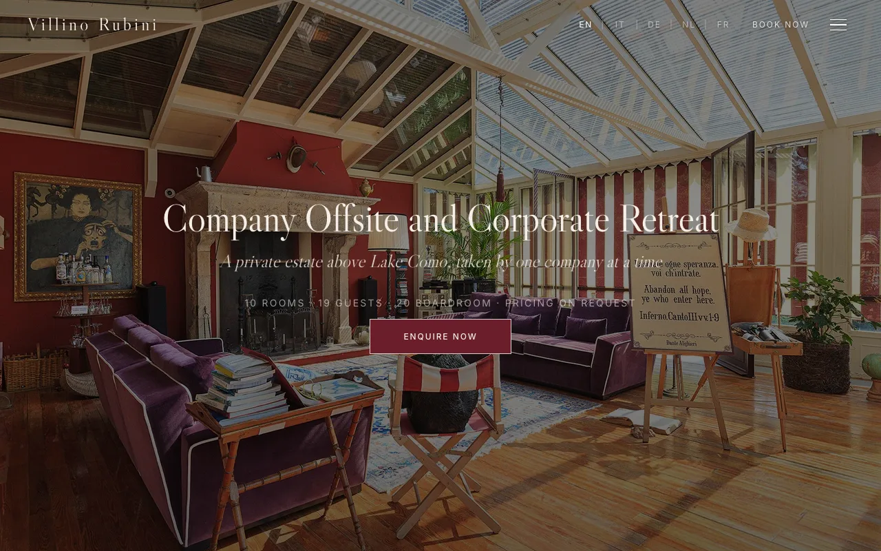 Screenshot of the Villino Rubini website