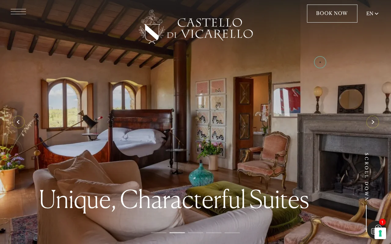 Screenshot of the Castello di Vicarello website