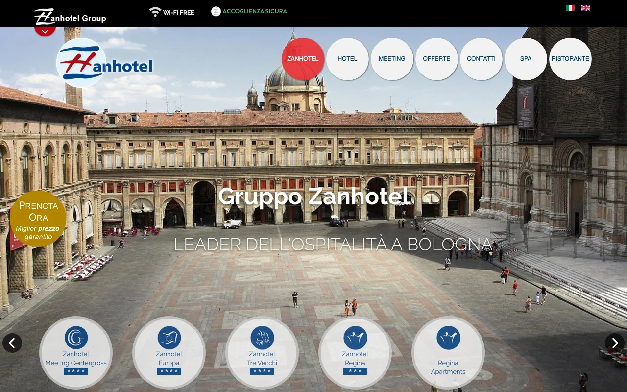 Screenshot of the Zanhotel & Meeting Centergross website