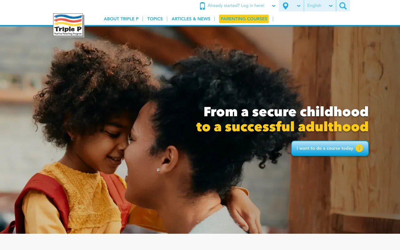 Screenshot of the Triple P Positive Parenting Program website