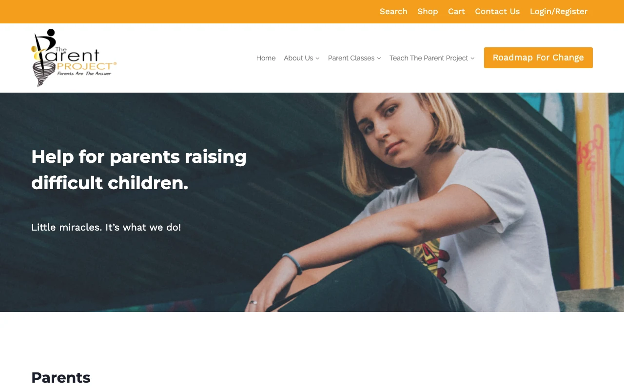 Screenshot of the The Parent Project website
