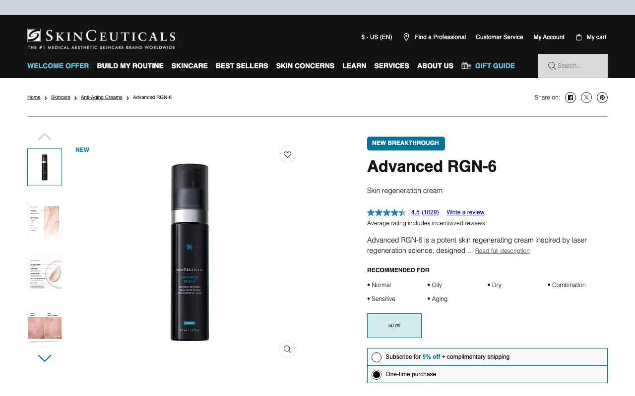 Screenshot of SkinCeuticals Advanced RGN-6