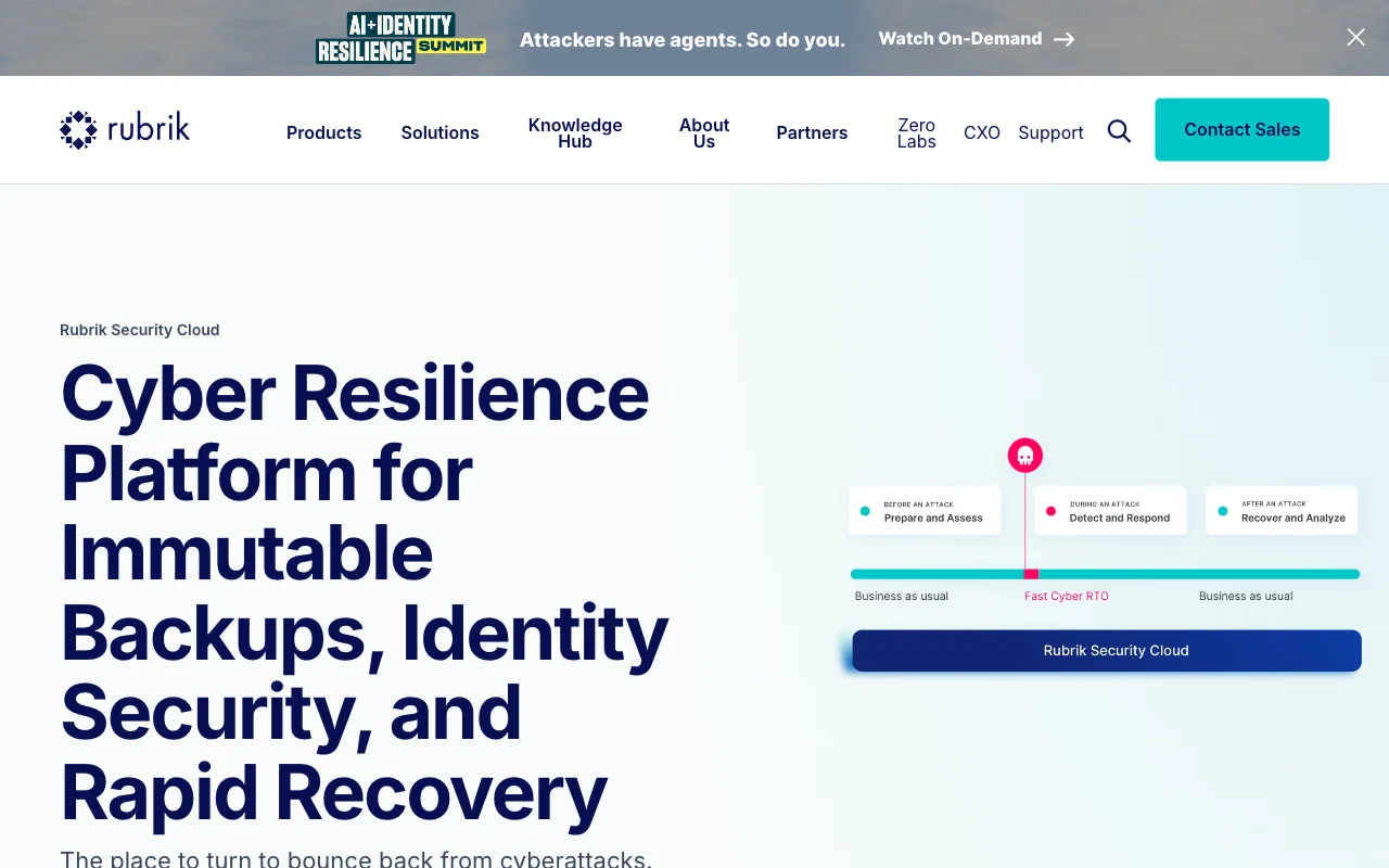 Screenshot of the Rubrik Security Cloud website