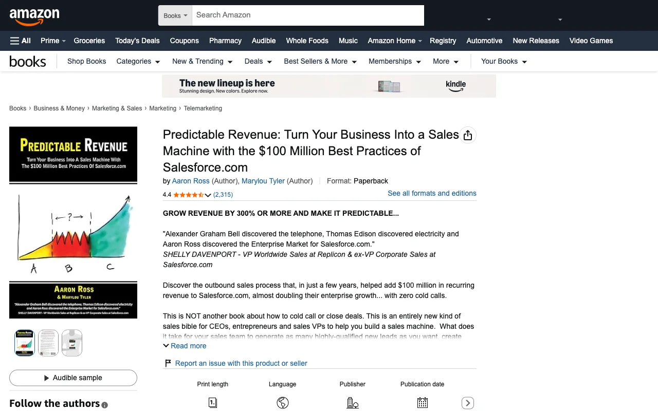 Screenshot of the Predictable Revenue website