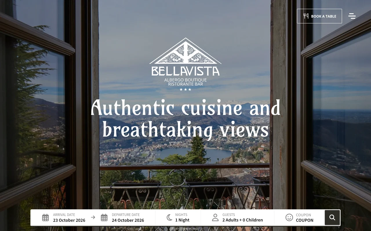 Screenshot of the Bellavista Boutique Hotel website