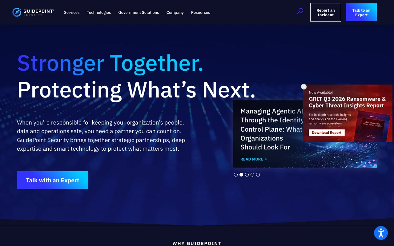 Screenshot of the GuidePoint Security website
