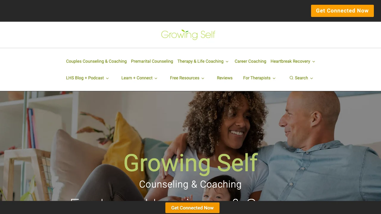 Screenshot of the Growing Self website