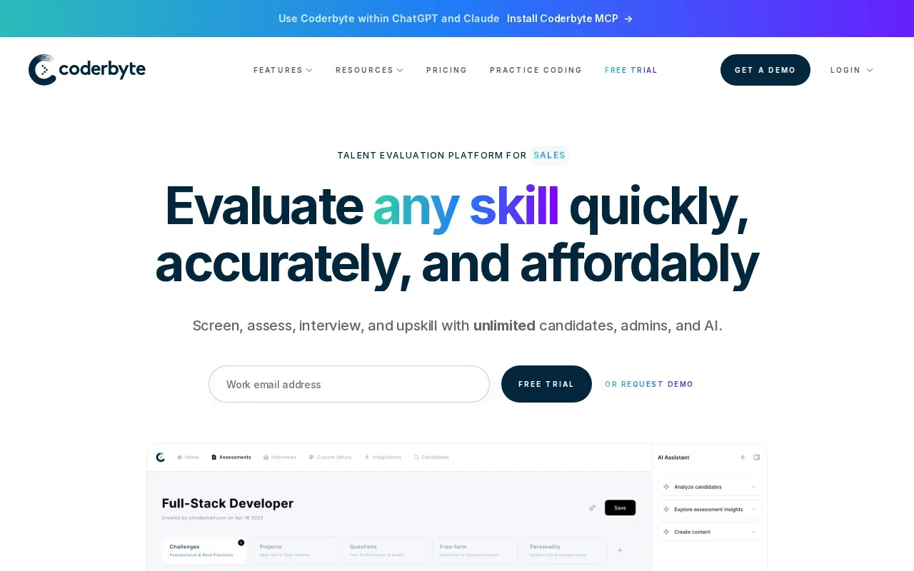 Screenshot of the Coderbyte website