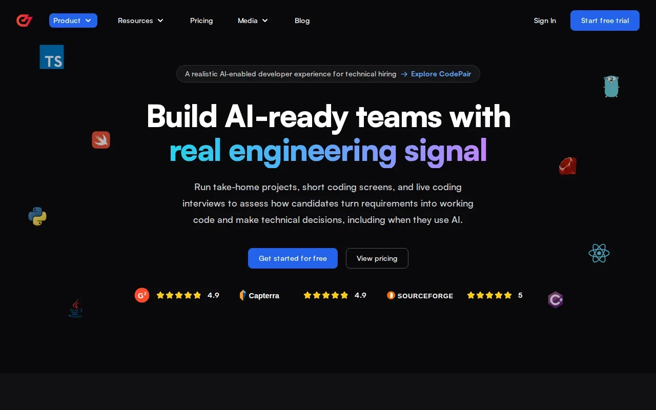Screenshot of the CodeSubmit website