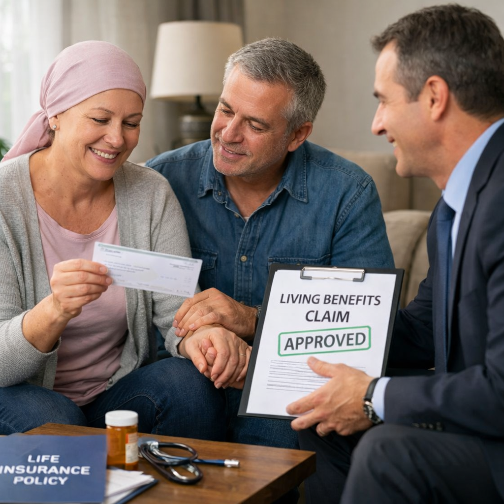 A photorealistic image related to living-benefits-life-insurance-for-cancer-survivors-claim. Alt: living-benefits-life-insurance-for-cancer-survivors-claim