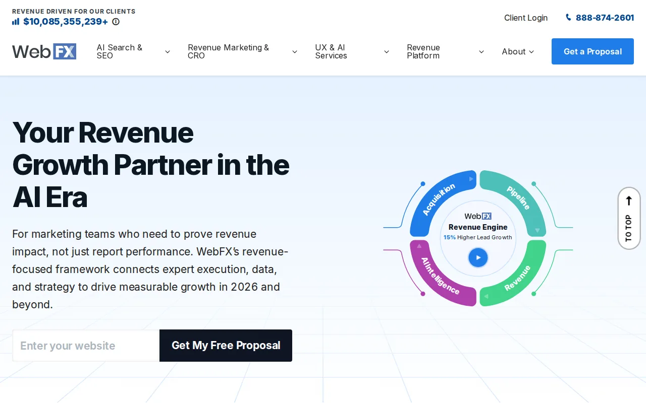 Best Local SEO Agencies for Growing Brands 2 Screenshot of the WebFX website