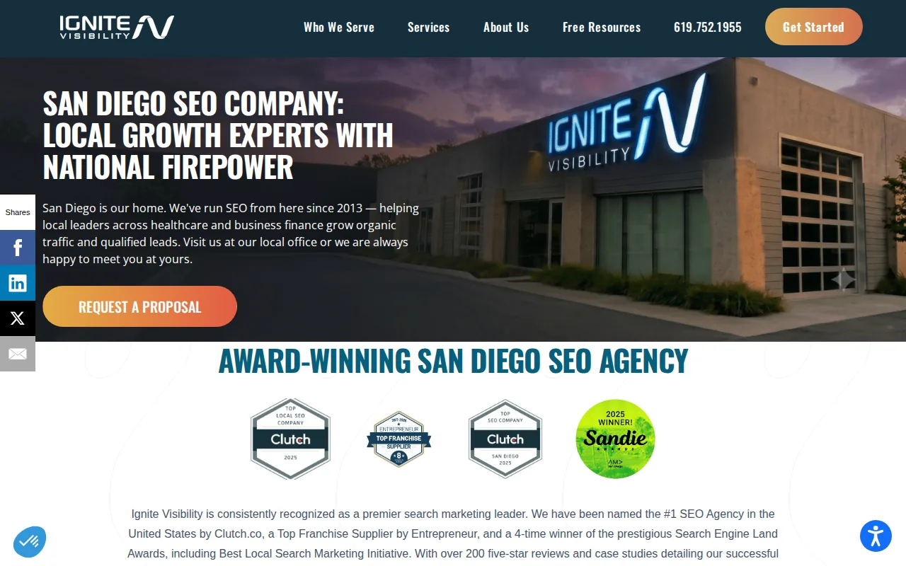 Best Local SEO Agencies for Growing Brands 4 Screenshot of the Ignite Visibility website