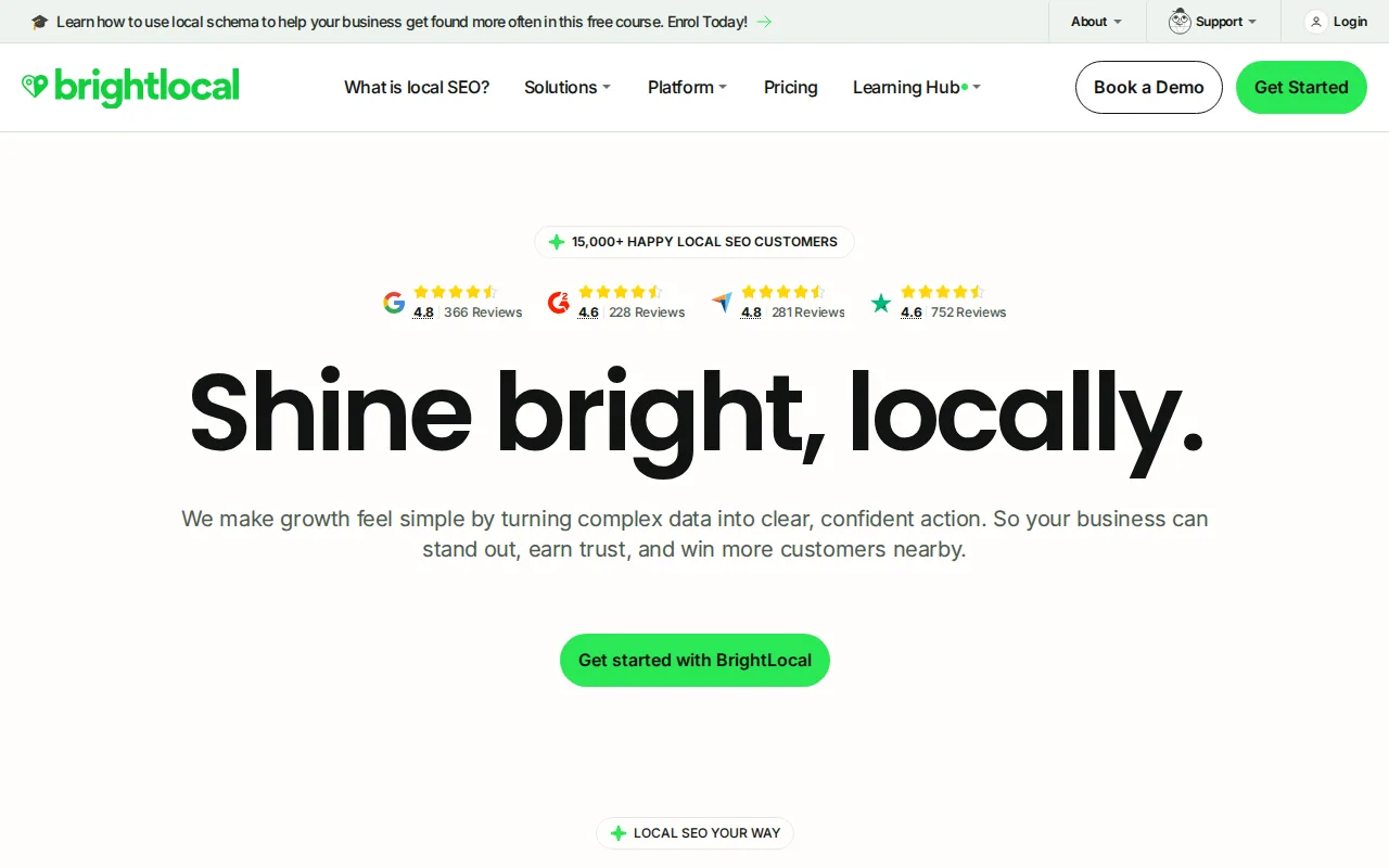 Best Local SEO Agencies for Growing Brands 5 Screenshot of the BrightLocal website